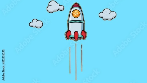Flying Rocket Launch With Stop Motion Animation. Exciting And Dynamic Video Footage