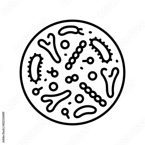 Gut microbiome line black icon. Intestine microbiota. Sign for web page, mobile app, button, logo. Vector isolated button.