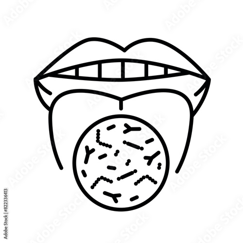 Oral microflora line black icon. Sign for web page, mobile app, button, logo. Vector isolated button.