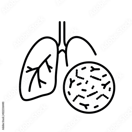 Respiratory microflora line black icon. Sign for web page, mobile app, button, logo. Vector isolated button.