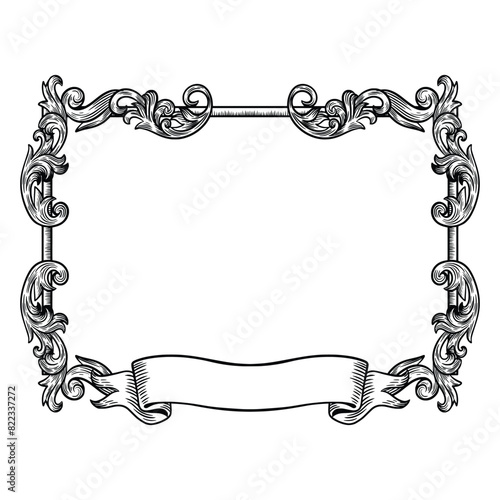 Illustration of vintage frame with ribbon. Frame for your text