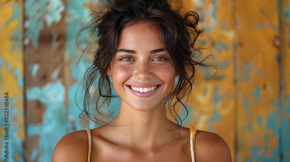 smiling black haired woman portrait in studio.photo illustration smiling black haired woman portrait in studio.photo illustration