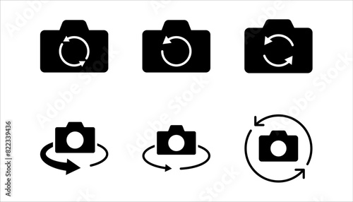 Switch from front to back camera flat icon set for apps, vector illustration on white background.