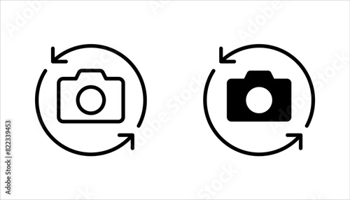 Switch from front to back camera flat icon set for apps, vector illustration on white background.