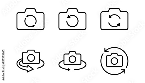 Switch from front to back camera flat icon set for apps, vector illustration on white background.