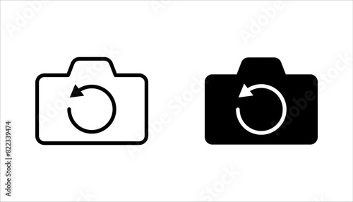 Switch from front to back camera flat icon set for apps, vector illustration on white background.