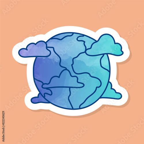 Earth globe color sticker