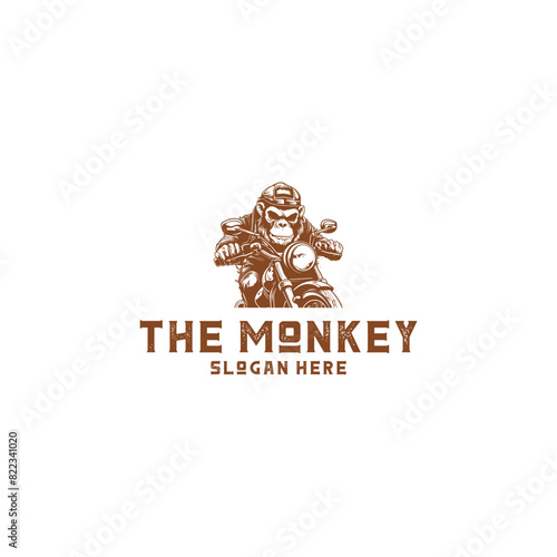 Riding monkey logo vector illustration