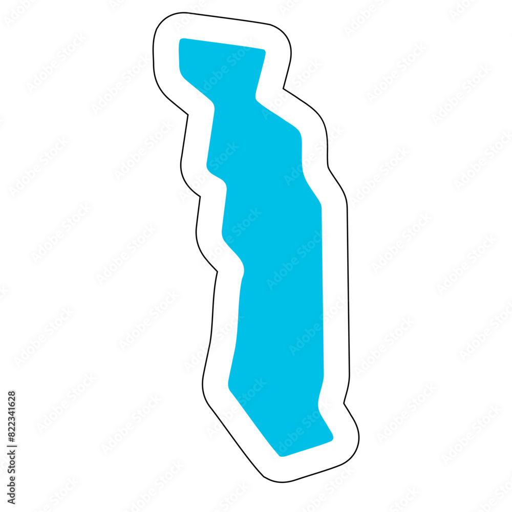 Togo country silhouette. High detailed map. Solid blue vector sticker with white contour isolated on white background. Togo country silhouette. High detailed map. Solid blue vector sticker with white contour isolated on white background.