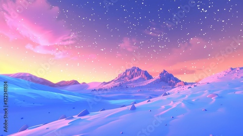 3D rendering of a beautiful pastel night sky. Cartoon cartoon.
