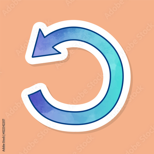 Counterclockwise rotating arrow color sticker