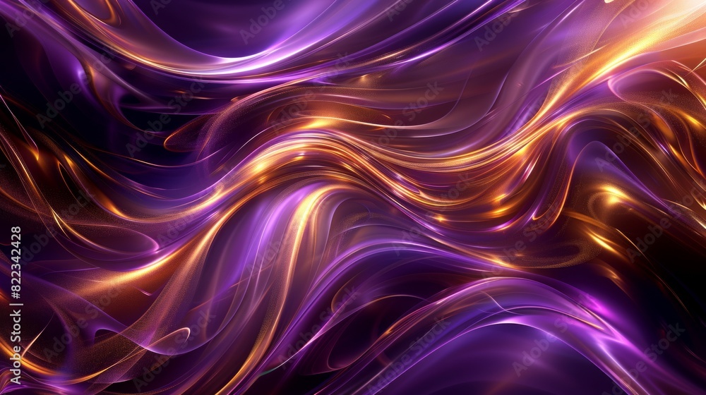 Abstract digital fluid in purple and gold tones Abstract digital fluid in purple and gold tones