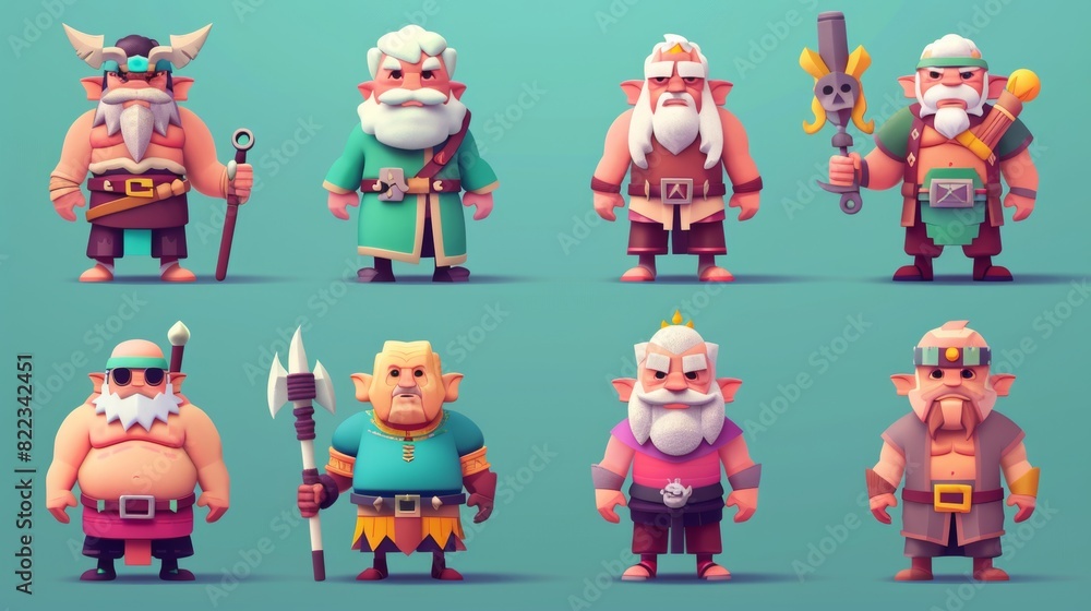 Emotionally diverse cartoon characters of the elderly Emotionally diverse cartoon characters of the elderly