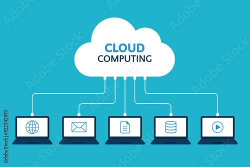 Cloud computing concept. Cloud computing design, vector illustration