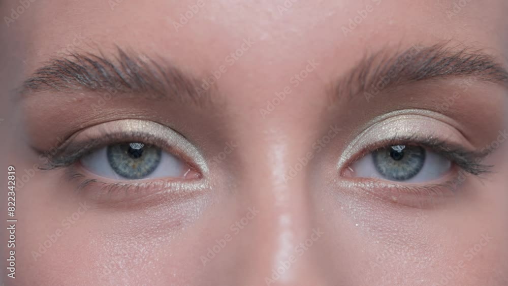 Beautiful woman with long eyelashes, beautiful make-up and thick eyebrows. Professional makeup and cosmetology skin care. Beautiful woman with long eyelashes, beautiful make-up and thick eyebrows. Professional makeup and cosmetology skin care.