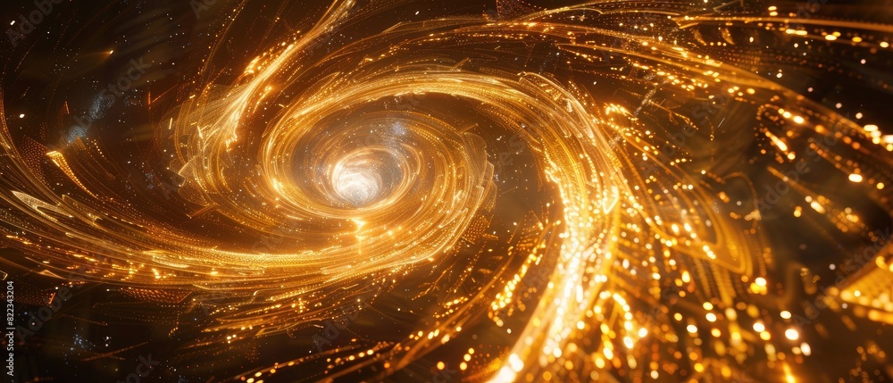 Obraz premium high-tech gold abstraction, swirling digital energy, futuristic concept