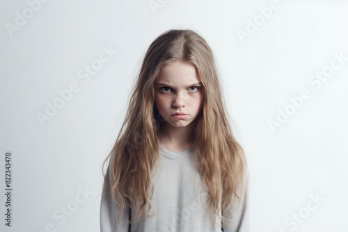 White background Happy Asian child Portrait of young beautiful Smiling child good mood Isolated on backdrop ethnic diversity equality acceptance 