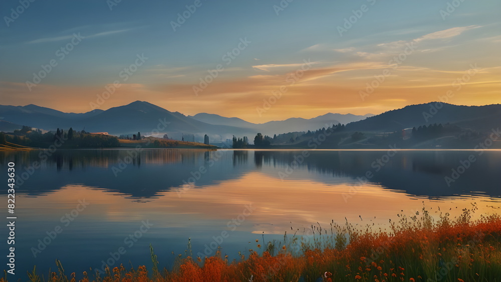 sunrise over the lake