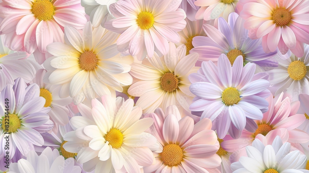 Fototapeta premium delicate pastelcolored daisy pattern seamless floral background for spring designs