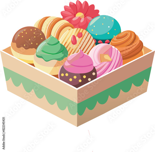 box of donut bakery doughnut Vector illustration