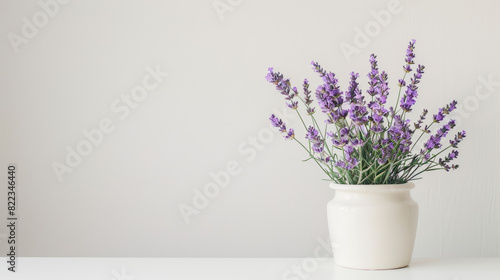 lavender flowers in a vase on white background