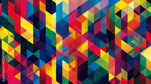 Colorful geometric abstract with bold, intersecting shapes