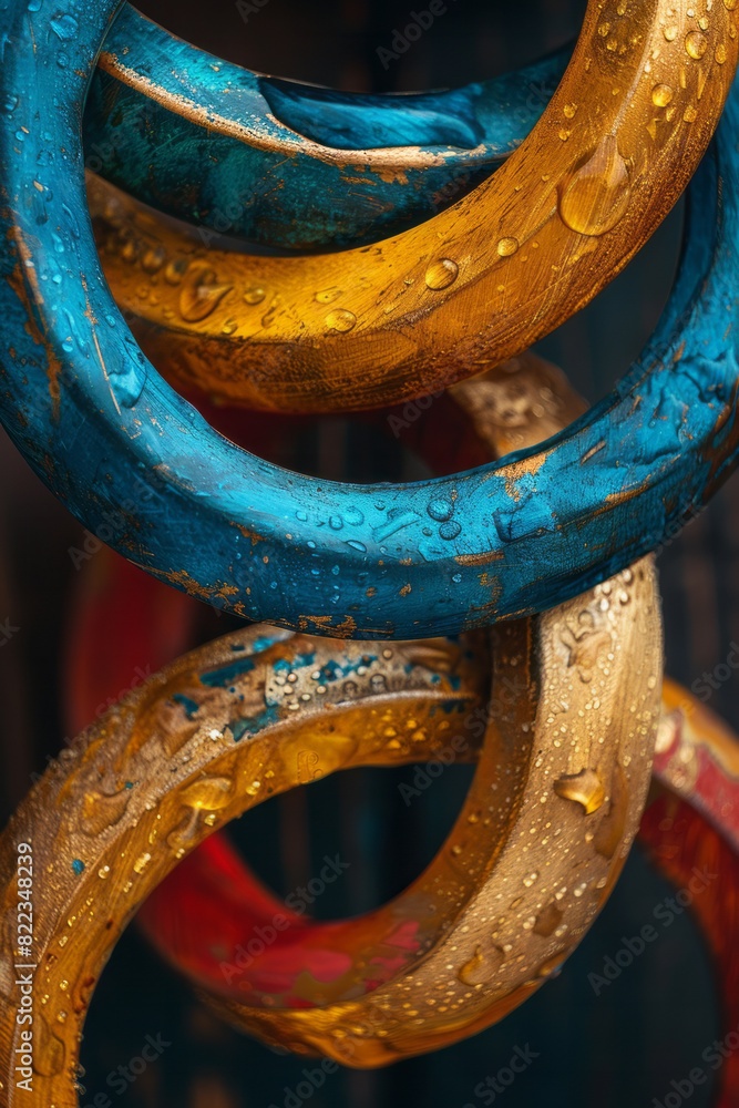 Abstract image of the Three of Pentacles, represented by three interlocking circles, symbolizing collaboration and craftsmanship, Abstract image of the Three of Pentacles, represented by three interlocking circles, symbolizing collaboration and craftsmanship,