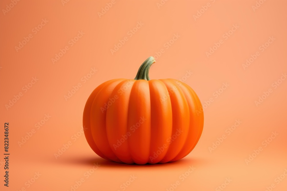 Ripe pumpkin with a perfect shape on a smooth orange backdrop, evoking fall vibes Ripe pumpkin with a perfect shape on a smooth orange backdrop, evoking fall vibes