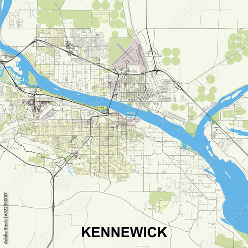 Kennewick, Washington, USA map poster art