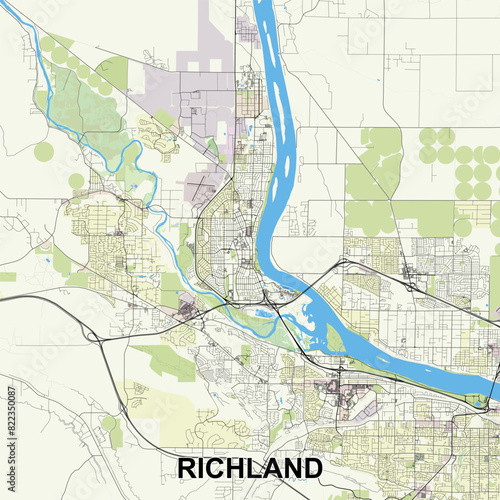 Richland, Washington, USA map poster art
