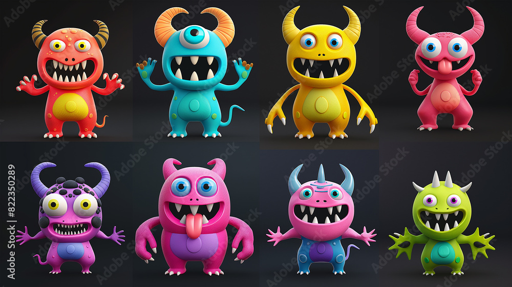 Asset of monster for slot game or game element isolation on dark background, Illustration. Asset of monster for slot game or game element isolation on dark background, Illustration.