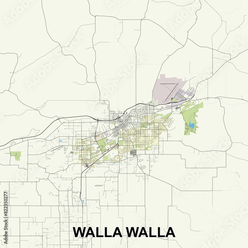 Walla Walla, Washington, USA map poster art