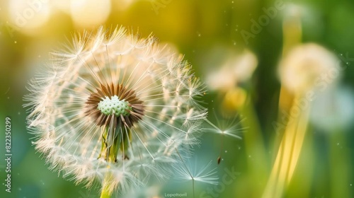 Closeup of dandelion on natural background  artistic nature closeup.