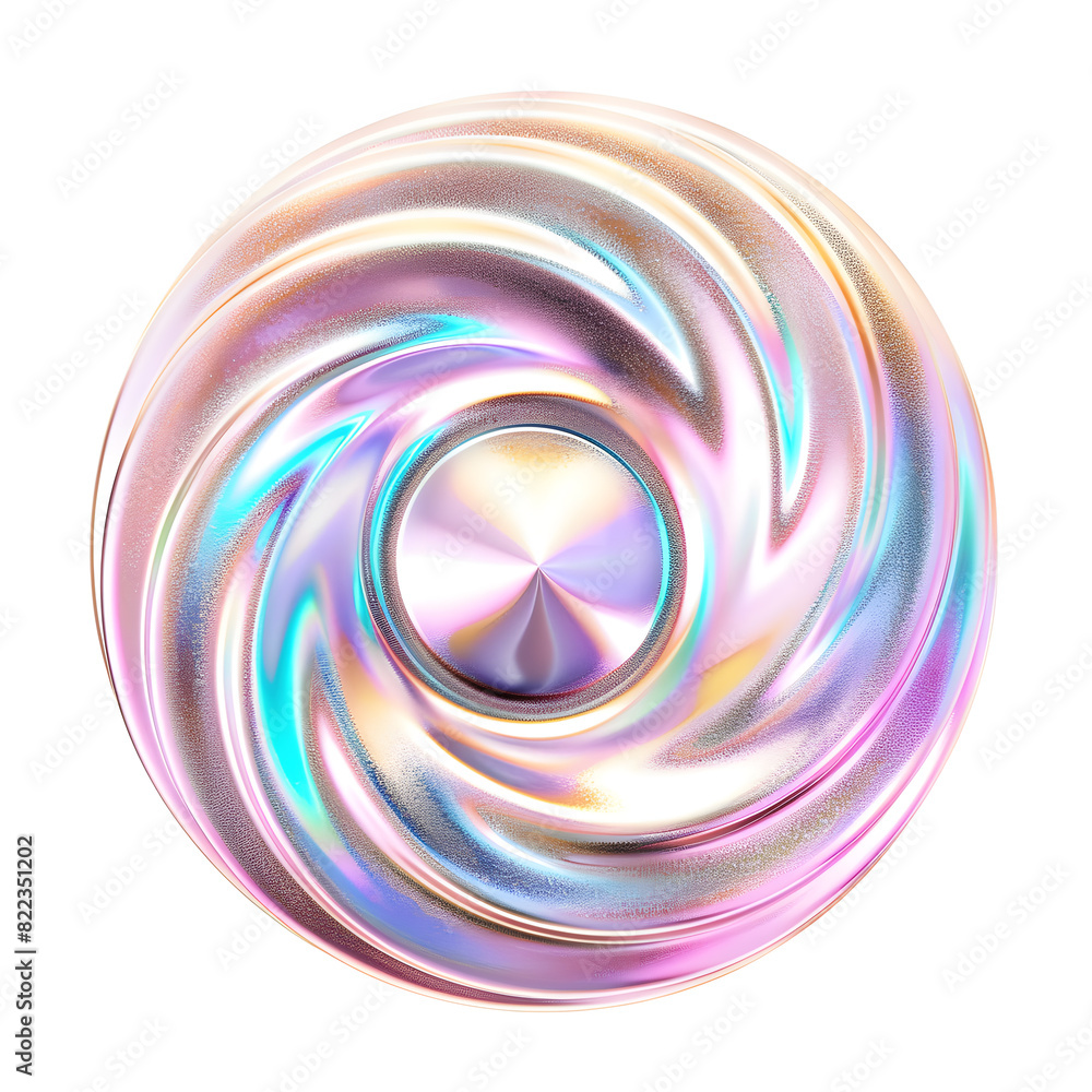 Holographic flowing liquid swirl isolated on pink background Holographic flowing liquid swirl isolated on pink background