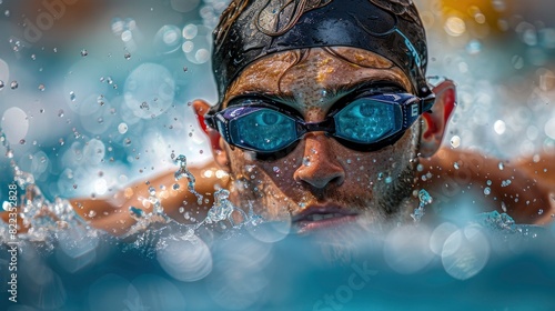 Swimmer competing in a medley relay © kanesuan