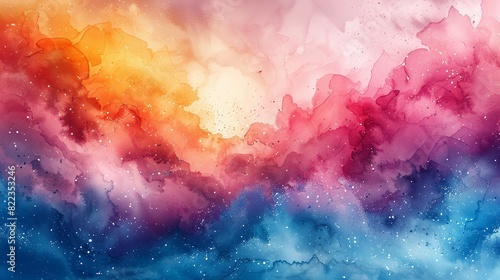 Background illustration, Watercolor splash with bold colors and dynamic patterns, creating an abstract and artistic background suitable for creative projects. Illustration image, © DARIKA