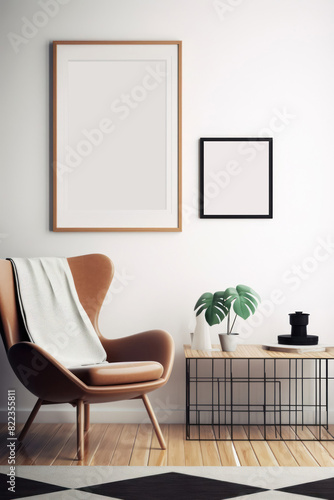 minimalistic interior, Scandinavian style, poster, background, blank, copy