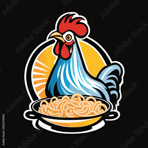 rooster and chicken logo noodlles