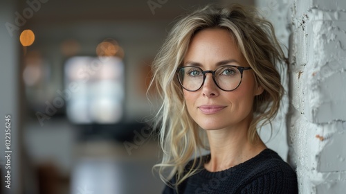 middle age beautiful business woman wearing glasses standing over isolated white background looking to side relax profile pose with natural face and confident smile.stock photo