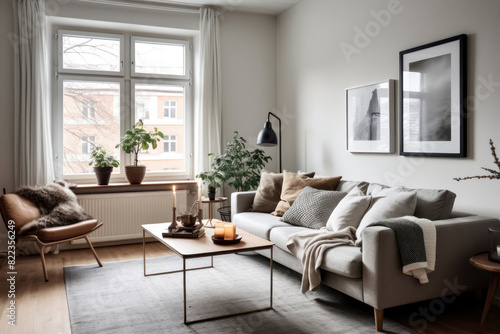 room apartment in Scandinavian minimalist style