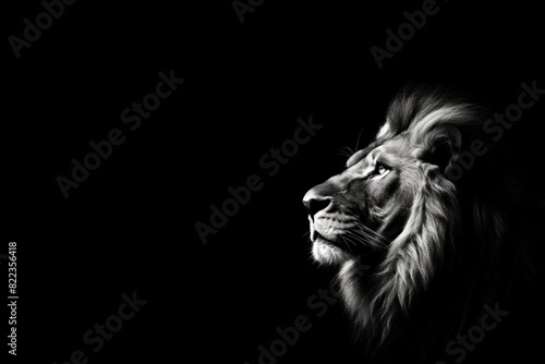 lion animal black and white isolated minimalistic wallpaper background blank design cover copy space design  mockup  close-up