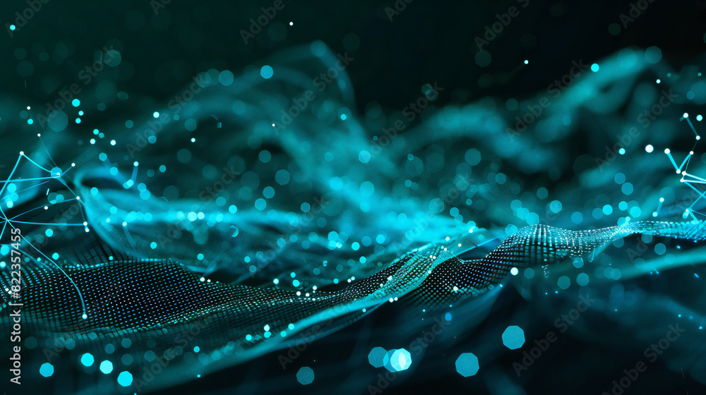 Abstract background with a colored dynamic waves, line and particles Abstract background with a colored dynamic waves, line and particles