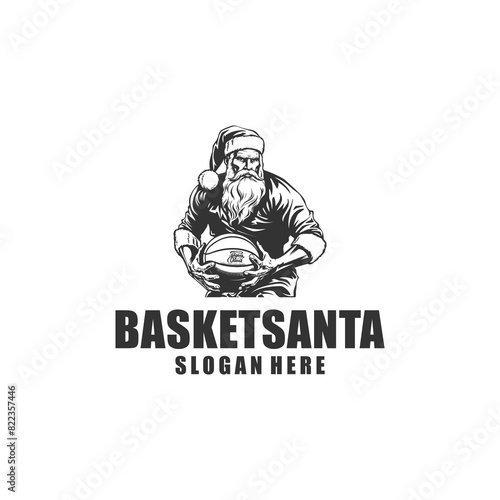 Basket santa logo vector illustration