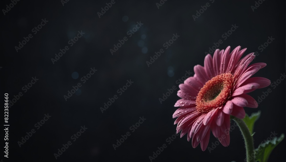 Pink gerbera with patch and empty space for text. Pink gerbera with patch and empty space for text.