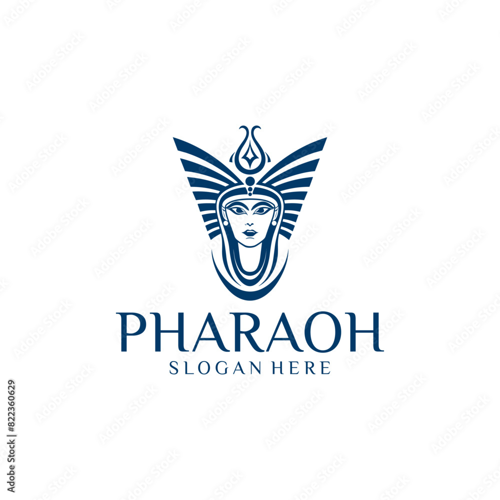 Obraz premium Pharaoh head logo vector illustration