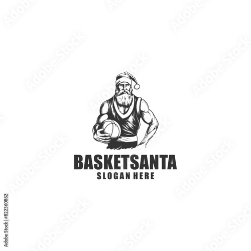 Basket santa logo vector illustration