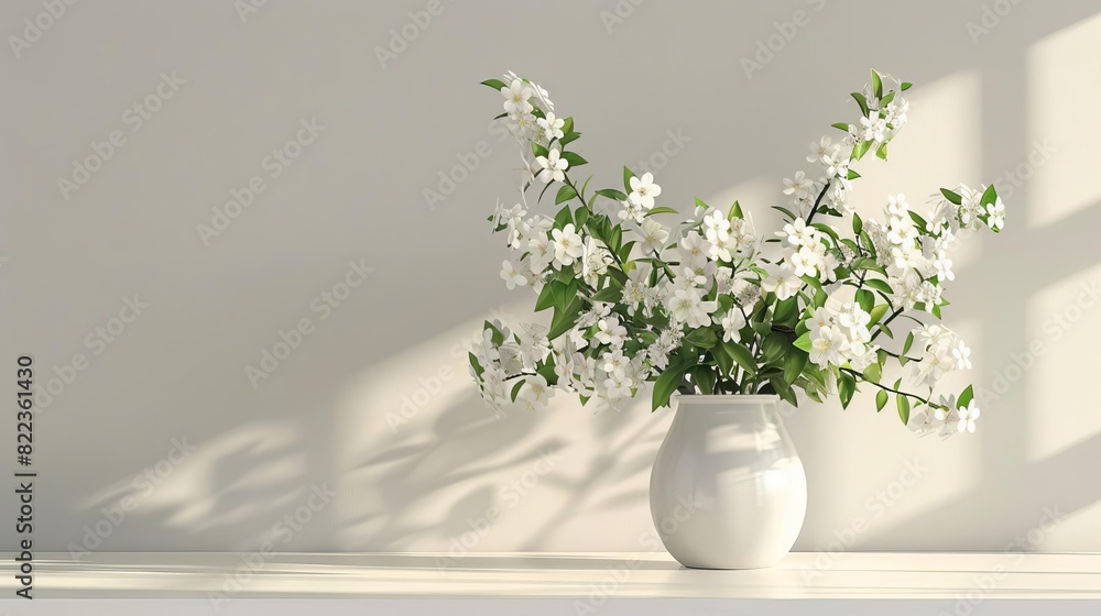 elegant home interior with white flowers in vase light background product display 3d rendering elegant home interior with white flowers in vase light background product display 3d rendering