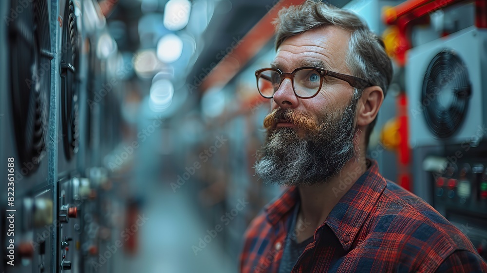 engineer under checking the industry cooling tower air conditioner is water cooling tower air chiller hvac of large industrial building to control air system with.stock image engineer under checking the industry cooling tower air conditioner is water cooling tower air chiller hvac of large industrial building to control air system with.stock image