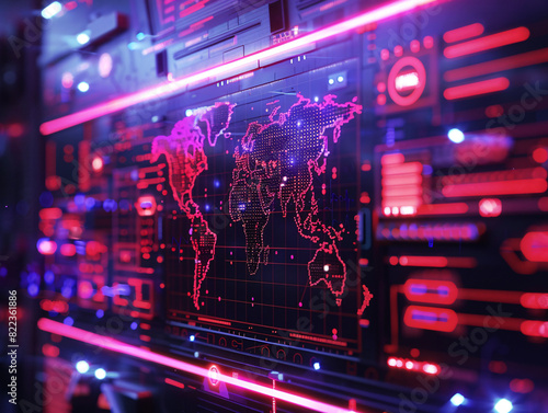 Close-up of a digital screen showing AI security algorithms in action, protecting against cyber threats
