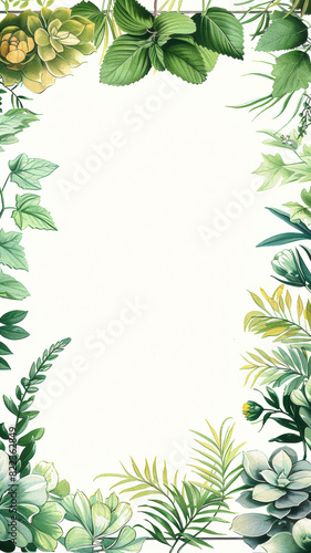 background with A border of 35mm film from a 1930s botanical book  Water color illustrations of plants Frame in the border